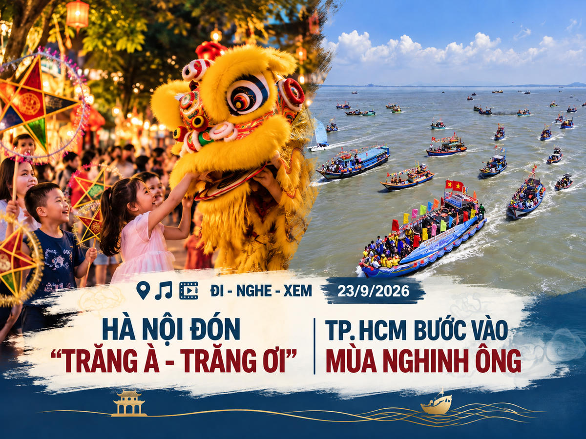 Đi - Nghe - Xem 23/9/2026: Hà Nội đón “Trăng à - trăng ơi”, TP.HCM bước vào mùa Nghinh Ông. Ảnh được tạo với sự hỗ trợ của AI.