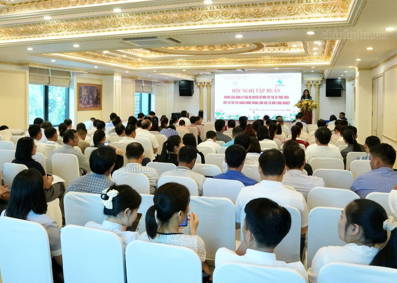 Hội nghị hướng dẫn đăng ký bảo hộ quyền sở hữu trí tuệ và thực hiện các thủ tục hành chính liên quan, ngày 14/8/2026, tại Thanh Hóa. Ảnh: chinhphu.vn/Thu Giang