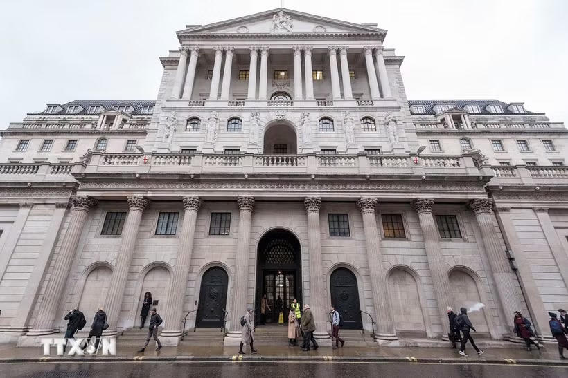 Ngân hàng trung ương Anh tại thủ đô London. (Ảnh: THX/TTXVN)