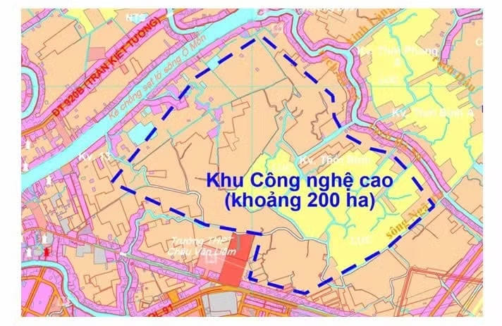 Khu Công nghệ cao Cần Thơ được quy hoạch 200ha tại phường Ô Môn. (Ảnh: Ủy ban Nhân dân thành phố Cần Thơ)