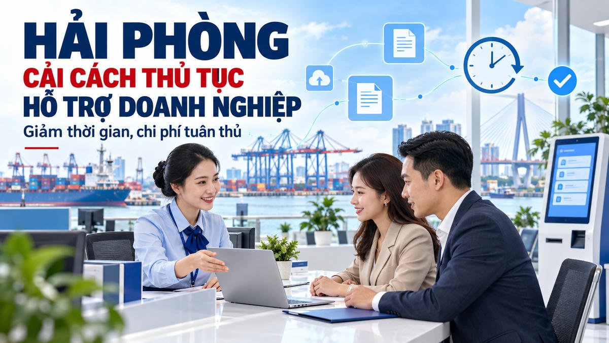 Hải Phòng đặt mục tiêu cắt giảm, đơn giản hóa thủ tục hành chính, điều kiện kinh doanh và chi phí tuân thủ, tạo thuận lợi cho doanh nghiệp. (Ảnh minh họa, có hỗ trợ AI).