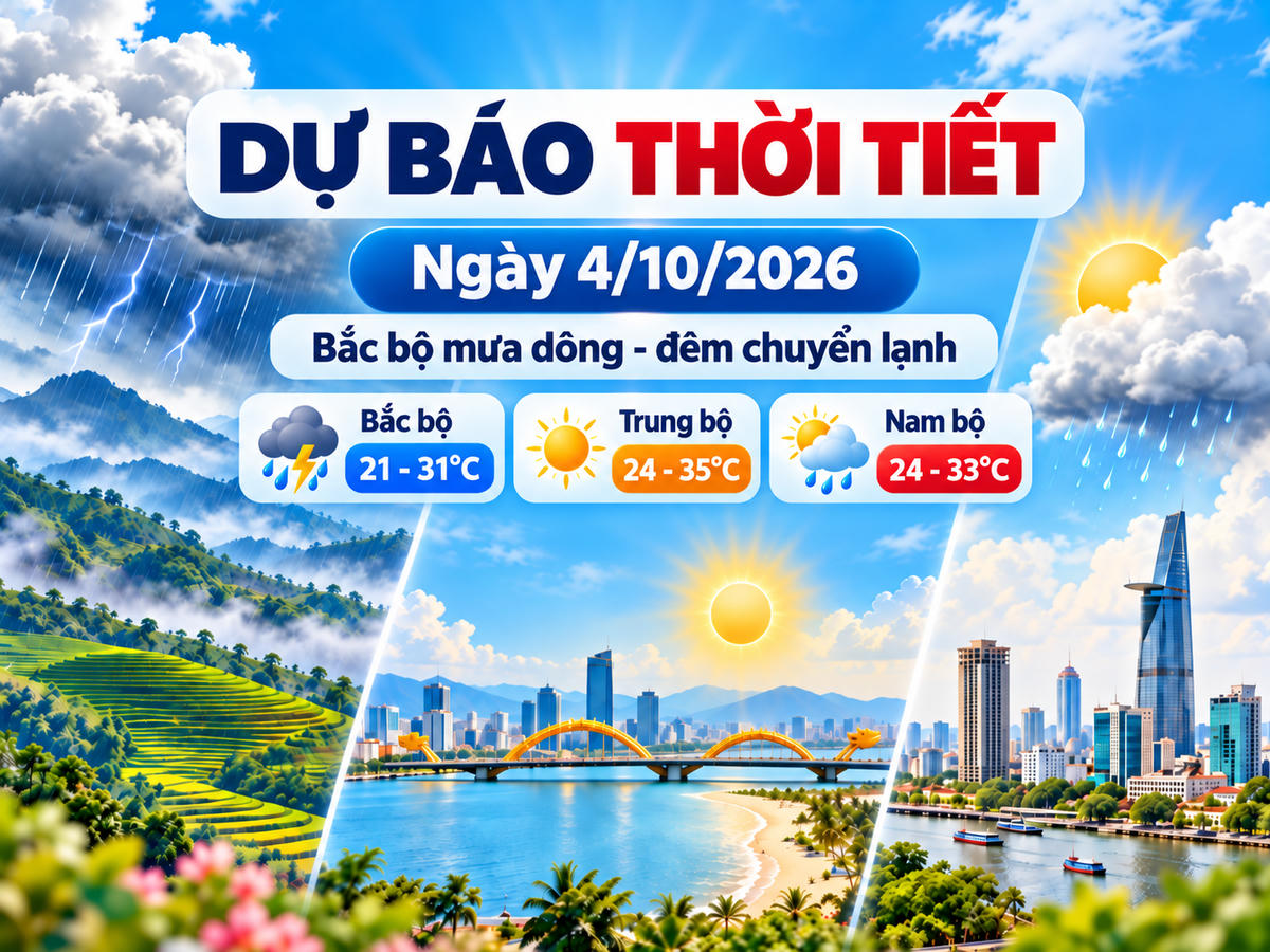 Ngày 4/10, Bắc bộ có mưa, mưa vừa và dông, cục bộ có nơi mưa to đến rất to. Ảnh minh họa được tạo với sự hỗ trợ của AI.