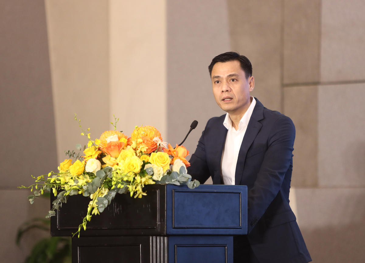 Thứ trưởng Bộ Ngoại giao Đặng Hoàng Giang, Trưởng SOM ASEAN Việt Nam, phát biểu tại hội thảo. Ảnh: Bộ Ngoại giao