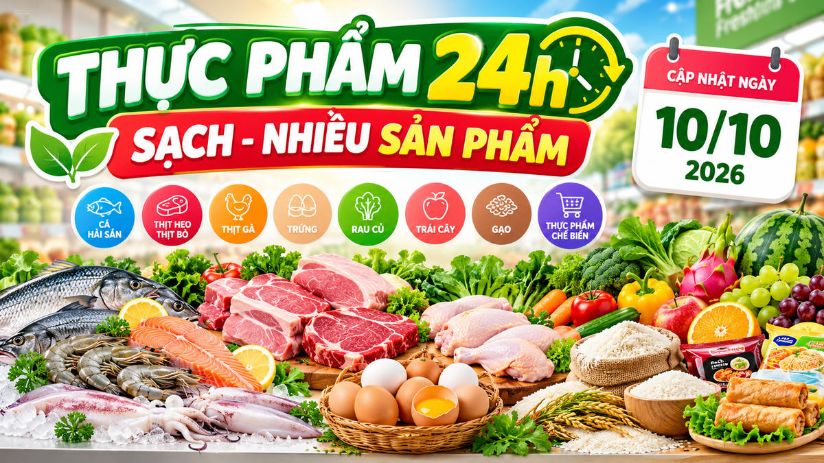 Giá thực phẩm ngày 10/10/2026 tại các hệ thống bán lẻ ghi nhận nhiều chương trình ưu đãi ở nhóm cá, thịt, trứng và gạo. Ảnh được tạo với sự hỗ trợ của AI.