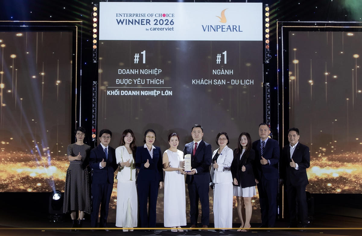 Công ty CP Vinpearl chính thức trở thành doanh nghiệp đứng đầu Top 100 Doanh nghiệp được người lao động yêu thích nhất năm 2026. (Ảnh: vingroup).