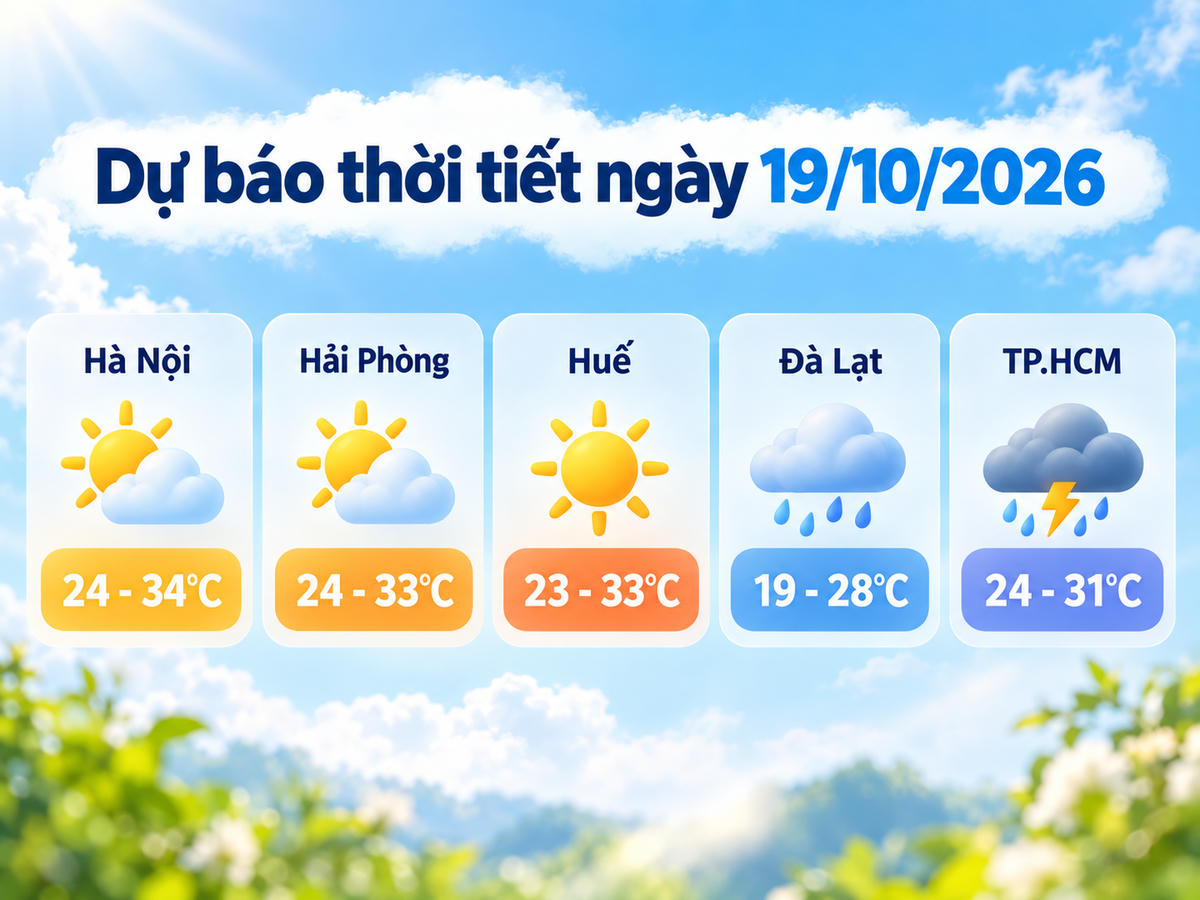 Ngày 19/10, Bắc bộ và khu vực từ Thanh Hóa đến Huế duy trì thời tiết nắng, nhiệt độ cao nhất phổ biến 30-34 độ C. Ảnh minh họa được tạo với sự hỗ trợ của AI.
