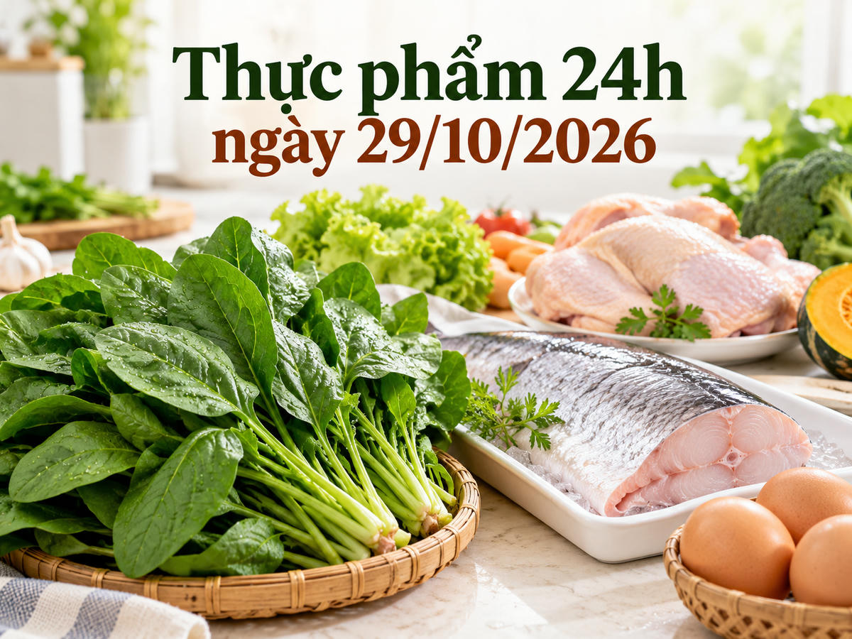 Thực phẩm 24h ngày 29/10: Cải bó xôi giảm 31%, cá basa 69.900 đồng/kg