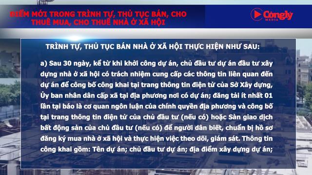 Điểm mới trong trình tự, thủ tục bán, cho thuê mua, cho thuê nhà ở xã hội 