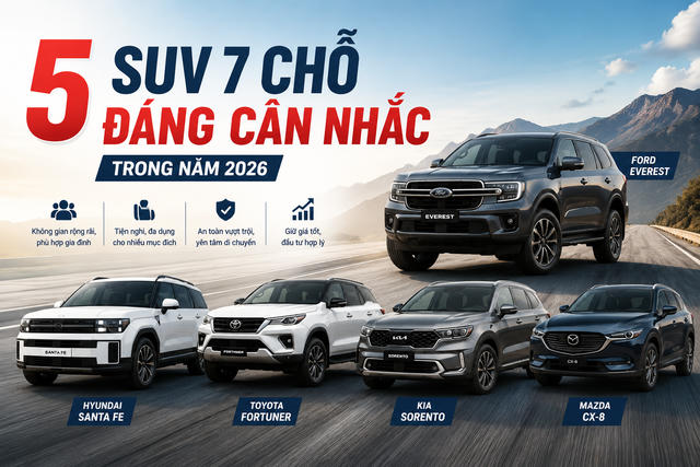 [INFOGRAPHIC] Top 5 SUV 7 chỗ đáng mua nhất năm 2026