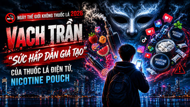 Ngày Thế giới không thuốc lá 2026: Vạch trần "sức hấp dẫn giả tạo" của thuốc lá điện tử, nicotine pouch