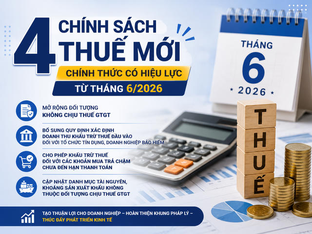 [INFOGRAPHIC] 4 chính sách thuế mới chính thức có hiệu lực từ tháng 6/2026