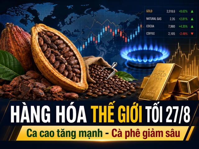 Thị trường hàng hóa thế giới tối 27/8: Ca cao lên đỉnh 6 tuần, cà phê Arabica giảm hơn 3%