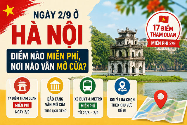 Ngày 2/9 ở Hà Nội: Điểm nào miễn phí, nơi nào vẫn mở cửa? Ngày 2/9 ở Hà Nội: Điểm nào miễn phí, nơi nào vẫn mở cửa?