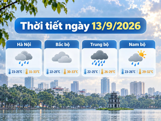 Thời tiết hôm nay 13/9: Trung bộ mưa rất to, Hà Nội mưa tăng về đêm