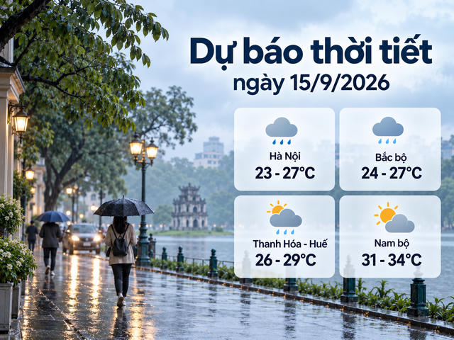 Thời tiết hôm nay 15/9: Hà Nội mưa to đến rất to, Bắc bộ còn mưa lớn