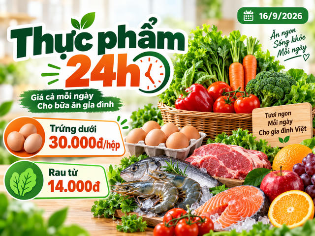 Thực phẩm 24h ngày 16/9: Trứng dưới 30.000 đồng/hộp, rau từ 14.000 đồng, hải sản giảm sâu