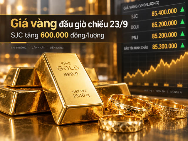 Giá vàng chiều 23/9: SJC tăng 600.000 đồng, vàng nhẫn có nơi bán 146,3 triệu đồng/lượng Giá vàng chiều 23/9: SJC tăng 600.000 đồng, vàng nhẫn có nơi bán 146,3 triệu đồng/lượng