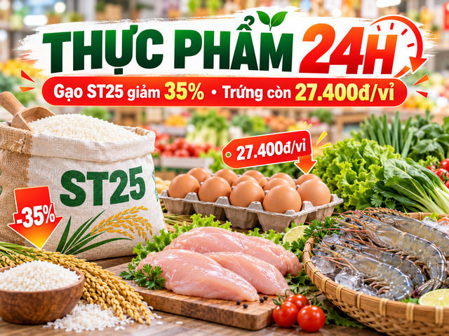 Thực phẩm 24h ngày 25/9: Gạo ST25 giảm 35%, trứng gà còn 27.400 đồng/vỉ Thực phẩm 24h ngày 25/9: Gạo ST25 giảm 35%, trứng gà còn 27.400 đồng/vỉ