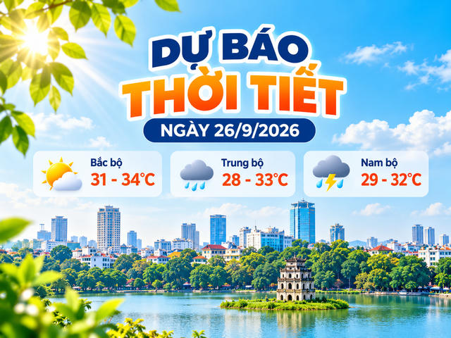 Thời tiết hôm nay 26/9: Bắc bộ nắng, Nam bộ mưa dông về chiều tối Thời tiết hôm nay 26/9: Bắc bộ nắng, Nam bộ mưa dông về chiều tối