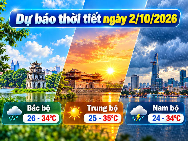 Thời tiết hôm nay 2/10: Bắc bộ hạ nhiệt, Trung bộ còn nơi trên 35 độ C