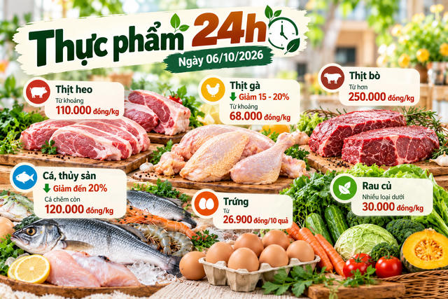 Thực phẩm 24h ngày 6/10: Gà, cá giảm giá, nhiều loại rau củ dưới 30.000 đồng/kg