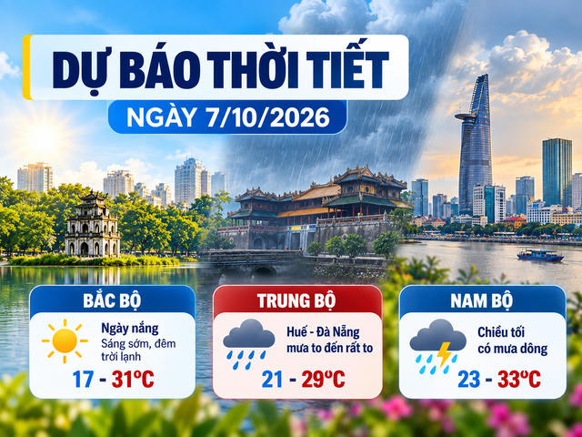Thời tiết hôm nay 7/10: Bắc bộ ngày nắng, Huế - Đà Nẵng mưa rất lớn Thời tiết hôm nay 7/10: Bắc bộ ngày nắng, Huế - Đà Nẵng mưa rất lớn