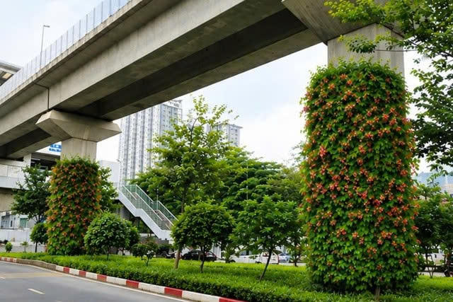 Hà Nội thí điểm phủ xanh trụ đường sắt, hầm chui và nhà chờ xe buýt Hà Nội thí điểm phủ xanh trụ đường sắt, hầm chui và nhà chờ xe buýt