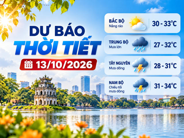 Thời tiết hôm nay 13/10: Bắc bộ nắng ráo, miền Trung tiếp tục mưa lớn Thời tiết hôm nay 13/10: Bắc bộ nắng ráo, miền Trung tiếp tục mưa lớn