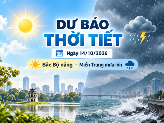 Thời tiết hôm nay 14/10: Bắc Bộ nắng, miền Trung có nơi mưa trên 80mm