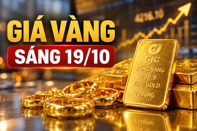 Giá vàng sáng 19/10: SJC giữ mốc 143,6 triệu đồng/lượng, vàng nhẫn phân hóa giữa các thương hiệu