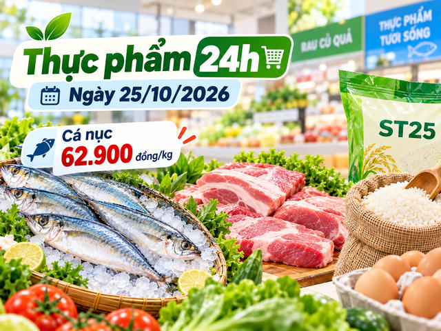 Thực phẩm 24h ngày 25/10: Cá nục còn 62.900 đồng/kg, thịt heo giảm đến 15% Thực phẩm 24h ngày 25/10: Cá nục còn 62.900 đồng/kg, thịt heo giảm đến 15%